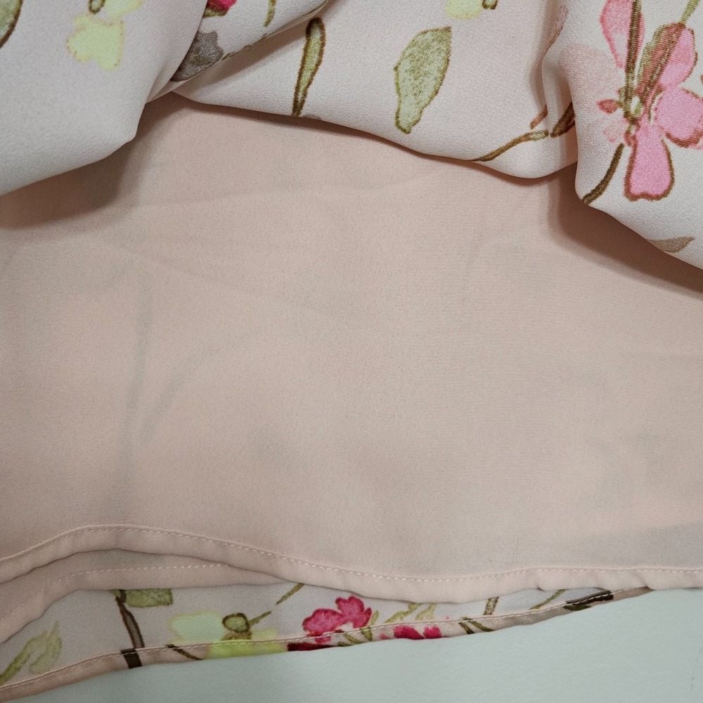 CeCe Womens Top‎ Blouse 3X Peach Pink Green Floral Multicolor Round Neck  0681 - Picture 6 of 12